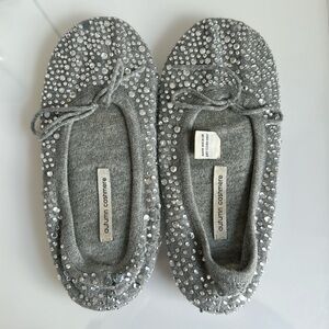 100% cashmere rhinestone slippers